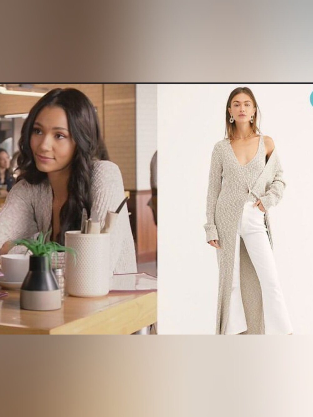 Free People Layla Gray Knit Sweater Cardigan Set Cami Top Duster Maxi Cardigan